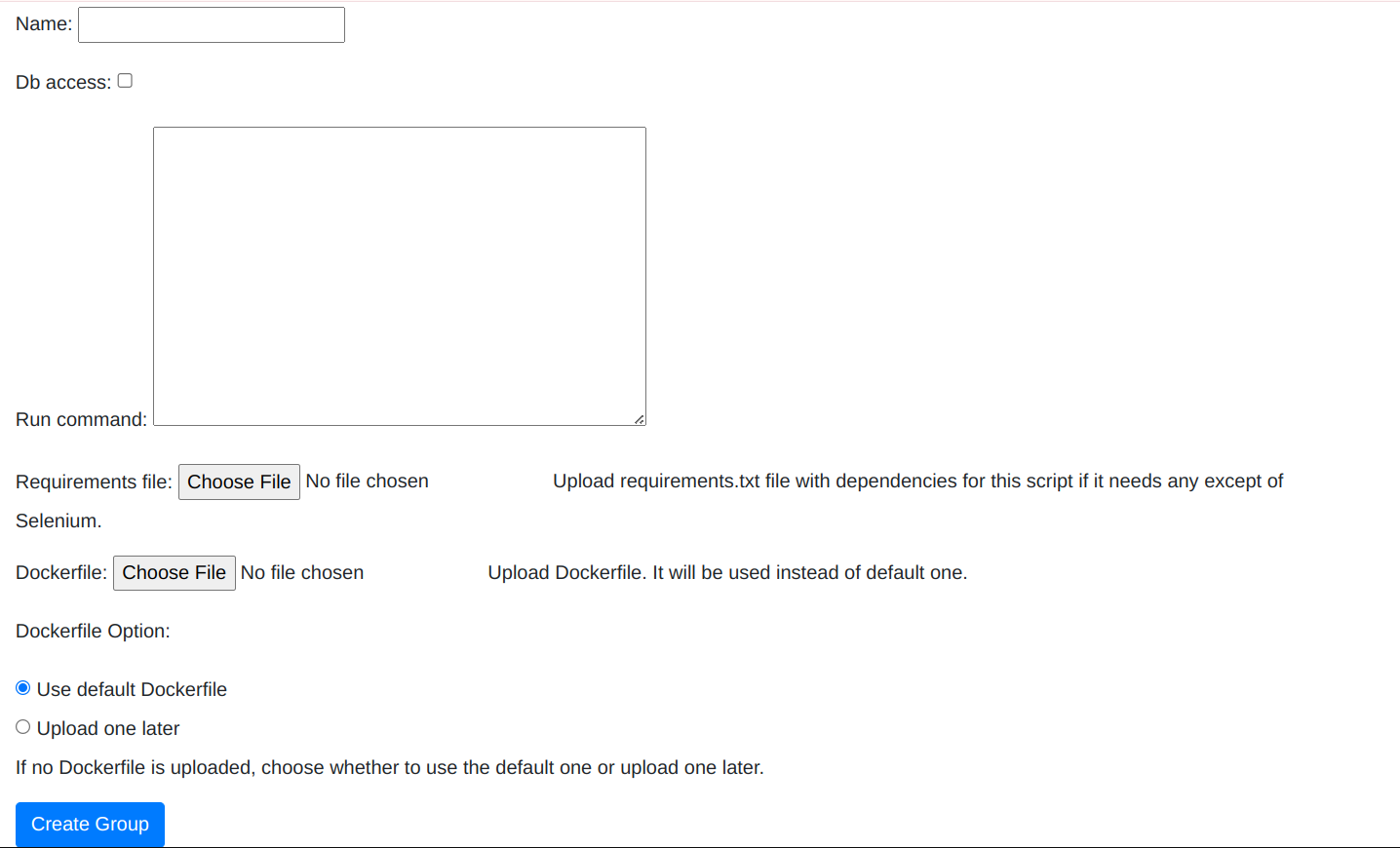 Create script group page