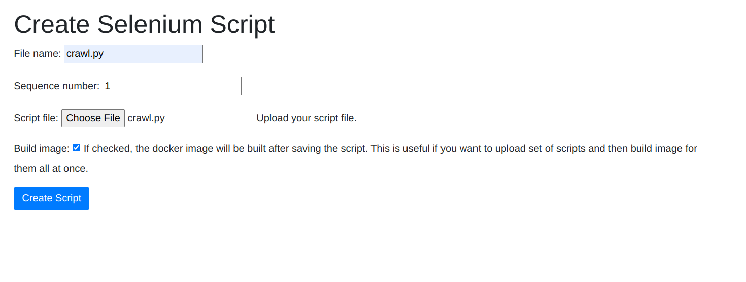 script upload page