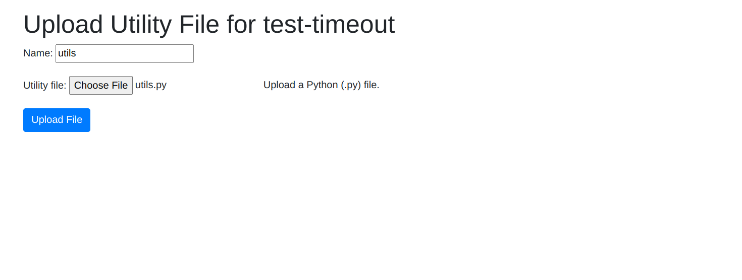 Utility file upload page
