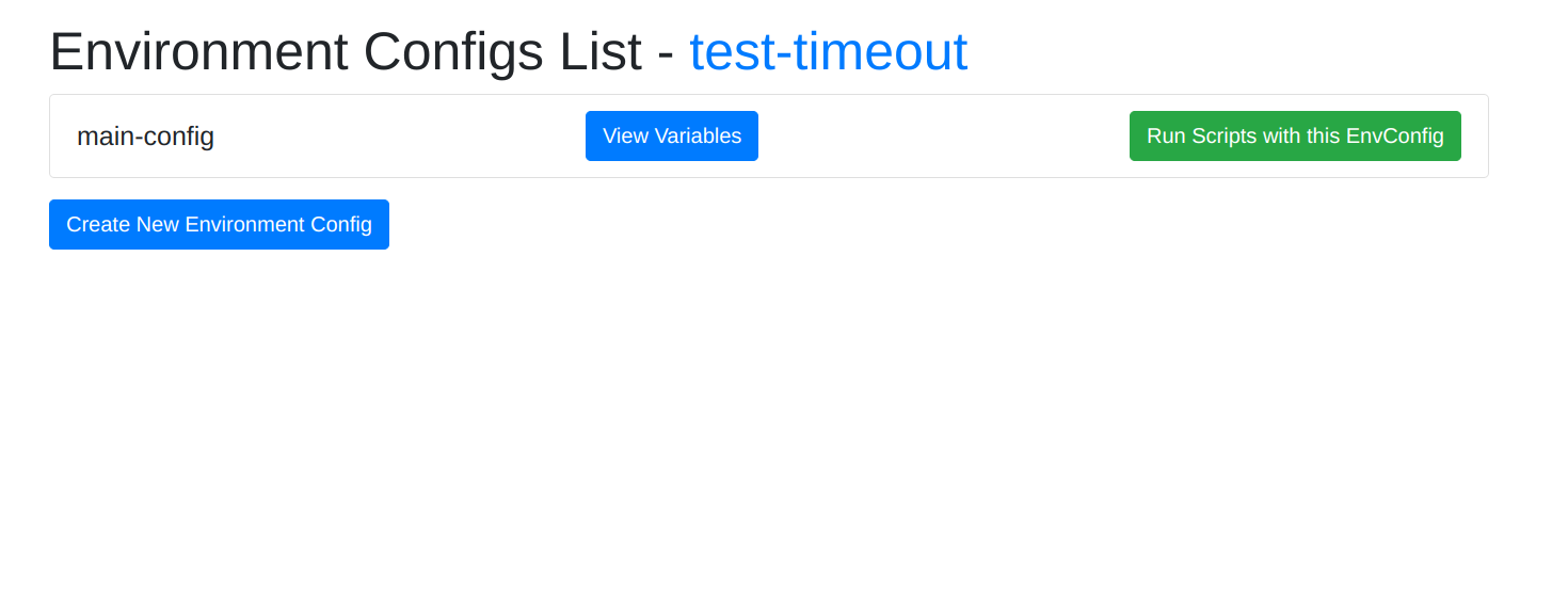 environment configs list